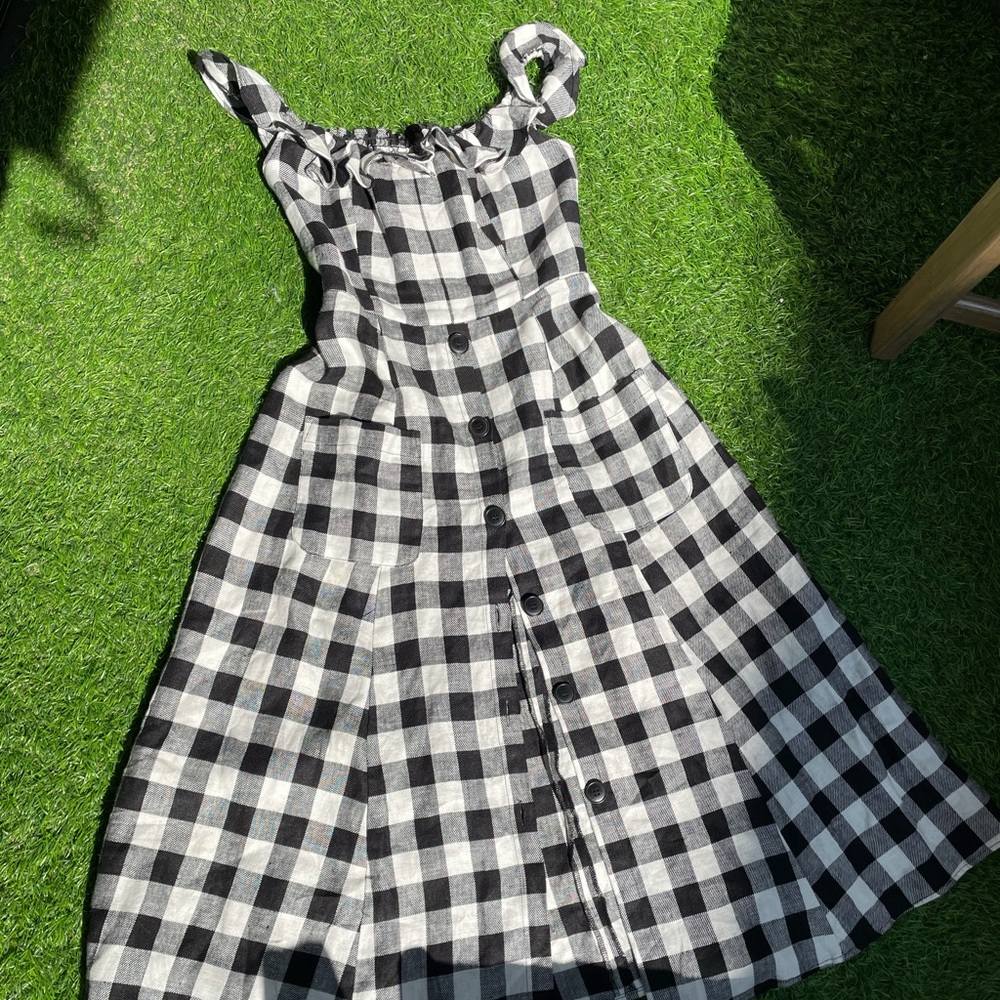 Reformation off shoulder linen midi dress